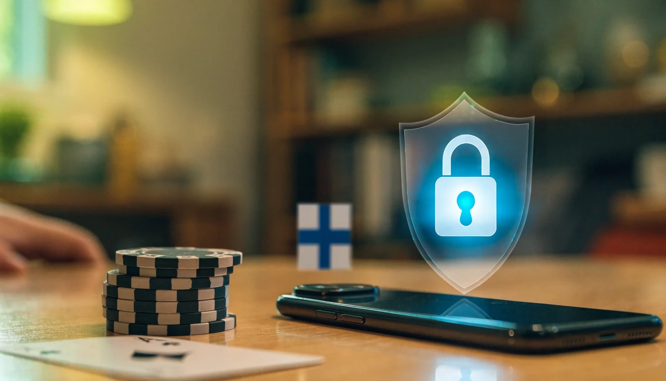 Älypuhelin, kasinokortit ja sinetti turvallisesta pelaamisesta